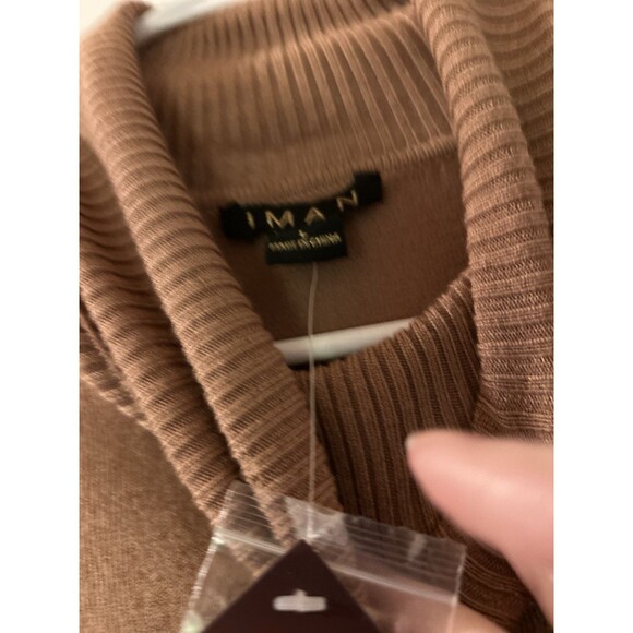 IMAN Womens Global Chic Turtleneck Sweater w Button Cuffs Rayon Blend LG Caramel - Picture 7 of 10